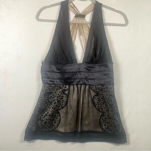 Marciano Black Sleeveless Halter Style Silk Top Size Small